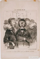 De Parijzenaars in 1852- Het nieuwe plafond onderzoeken...Door Delacroix